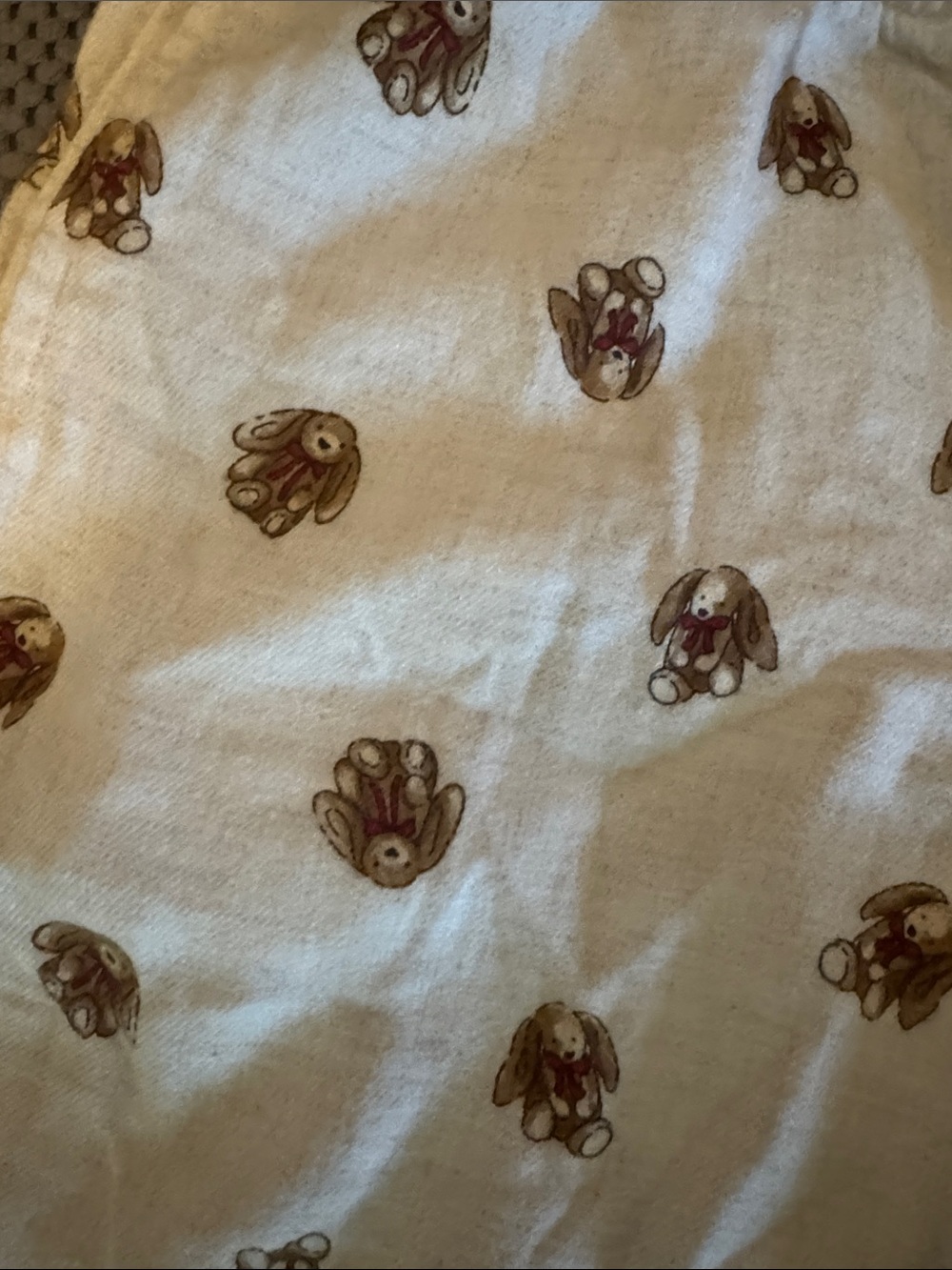 Aeropostale Cream Pajama Pants with Brown Bunny Print - Picture 3 of 4